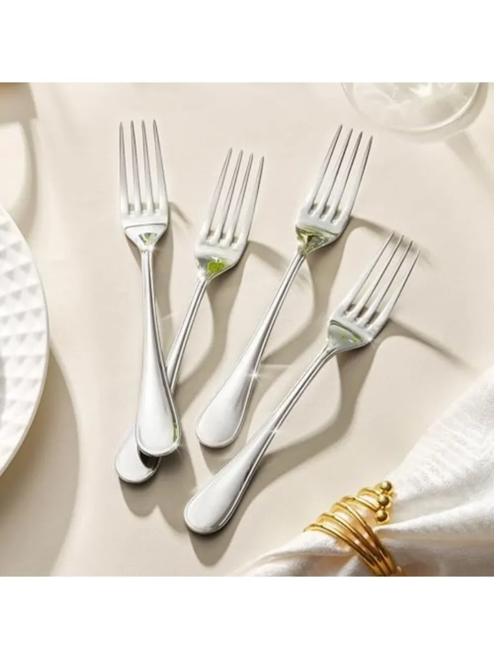 Elegant 24-Piece Teardrop Dinner Fork Set - 8-Inch, Durable Stainless Steel